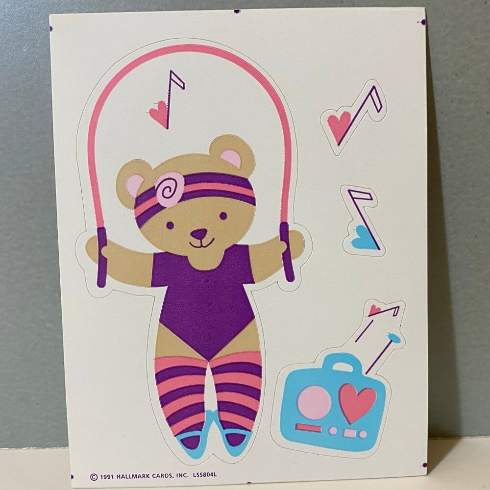 Vintage Hallmark 1991 Music Ballerina Dancing Bear Stickers